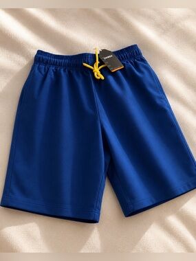 Royal Blue Swim Shorts with Yellow Drawstring